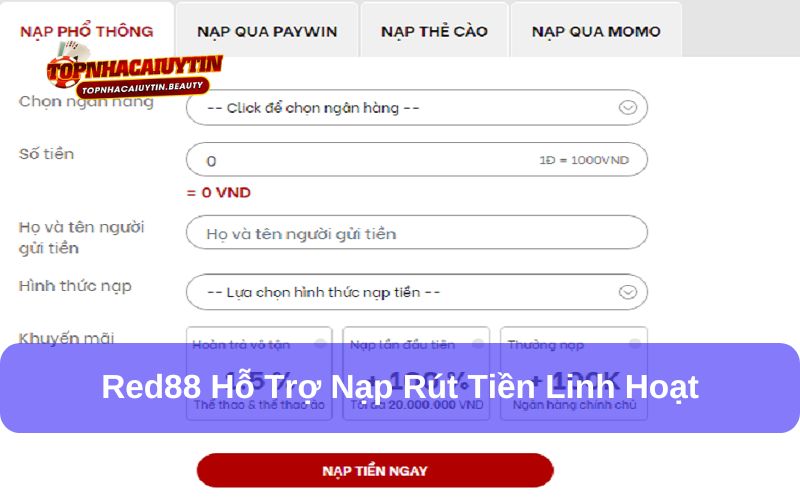Red88 hỗ trợ các hình thức giao dịch linh hoạt, chất lượng